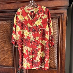 Tommy Bahama Red and Yellow Tropical Button Down Shirt